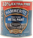 Hammerite - Hammered Direct To Rust Metal Paint - 750ML + 33% Extra Free - Black