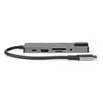 Nedis USB Multi-Port Adapter | USB 3.2 Gen 1 | USB-C™ Hane | HDMI™ Utgång / RJ45 Hona / SD / 2x USB-C™ / 3.5 mm Hona / 3x USB-A Hona | 5 Gbps | 0.20 m | Rund | Guldplaterad | PVC | Antracit | Låda