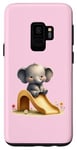 Galaxy S9 Pink Adorable Elephant on Slide Cute Animal Theme Case