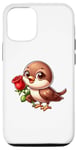 iPhone 14 Pro Sparrow and flowers - Sparrow holding a red rose Case