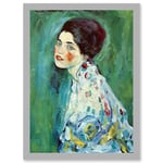 Gustav Klimt Portrait Of A Lady Japonism Green Home Painting A4 Artwork Framed Wall Art Print