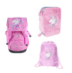 Tinka - School Backpack 22L + Gymbag 34x45cm + Pencil Case Triple - Unicorn Pink (Bundle )
