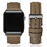 SUNFWR Leather Bands for Apple Watch Strap 45mm 44mm 42mm,Men Women Replacement Genuine Leather Strap for iWatch SE Series 7 6 5 4 3 2 1 Sport,Edition(42mm 44mm 45mm,Taupe&Black)