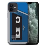 Phone Case for Apple iPhone 12 mini Retro Cassette Player Blue/Grey Transparent Clear Ultra Soft Flexi Silicone Gel/TPU Bumper Cover