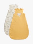 John Lewis Safari Rainbow Baby Sleeping Bag, 1.5 - 2.5 Tog, Pack of 2, Yellow/Multi