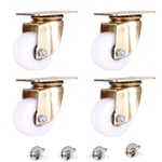 Pack of 4 Swivel Casters White,2 inch 50mm Nylon Furniture Caster,360° Top Plate,Ball Bearing,Dual Locking,Load Capacity 500kg,with Screws and Washer,for Trolley,Cabinet(Brake)