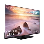 Cecotec TV LED 50" Smart TV A2 Series ALU20050ZS. 4K UHD, Android 11, Frameless, Base Centrale, MEMC, Dolby Vision, Dolby Atmos, HDR10, 2 Haut-parleurs 10W, Modèle 2023