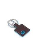 PIQUADRO BLUE SQUARE Leather key ring with carabiner