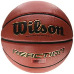 Wilson Ballon de Basketball tout Terrain, Compétition, Parquets sportifs, Taille 5, REACTION, Marron, WTB1237XBDBB