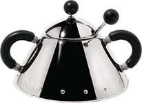 Alessi 9097 B Sugar Bowl with Spoon Stainless Steel Handles and Knobs Polyamide Black