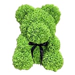 Souarts Rose Bear,Valentine Creative Rose Flower,Artificial Rose Teddy Bear,for Valentines Day Mothers Day Birthdays Weddings,Gifts Box,Flower Artificial Decoration Christmas 9.8 Inches (Green，25cm)