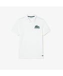 Lacoste Mens Cotton Mini-Pique Polo Shirt in White - Size Large