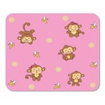 Brown Animals Cute Cartoon Monkey Pattern Continued Pink Baby Home School Game Player Computer Worker MouseMat Mouse Padch