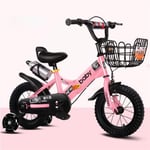 LYN Kids Bike, 2-11 Years Girls And Boys,Child Scooter Bicycle With Training Wheels And Water Bottle Holder，3 Colours,95% Assemble (Color : Pink, Size : 16in)