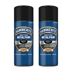 2x Hammerite Direct To Rust Smooth Black Aerosol Quick Drying Spray Paint 400ml