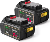 2 Pack Waitley 18V 5.0A Replacement Battery for Dewalt Cordless Power Tools