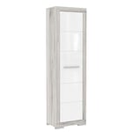 Forte ATTRUS Armoire 60, 1 Porte, Style Scandinave, Blanc Brillant/Chêne Sable, 58x198.5x36cm