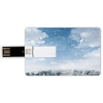 8G USB Flash Drives Credit Card Shape Winter Memory Stick Bank Card Style Snow Falling Down on the New York City Urban Life Skyscrapers Streets Cold Weather Decorative Waterproof Pen Thumb Lovely Jum