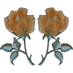 Pair of Gold Rose Patches Iron On/Sew On Patch Badge Embroidered Flowers Roses