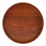 Round Natural Wood Serving Tray, Anti-Slip Wooden Plate, Tea Food Server Dishes Water Drink Platter for Home Office (21 * 21cm)