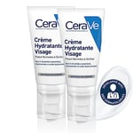 CeraVe Crème Hydratante Visage | 2 x 52ml | Crème Visage Hydratante 24h à l'Acide Hyaluronique pour Peaux Normales à Sèches