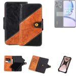 Sleeve for Realme C53 Wallet Case Cover Bumper black Brown 