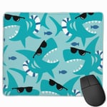 Funny Shark in Glasses Mouse Pad with Stitched Edge Computer Mouse Pad with Non-Slip Rubber Base for Computers Laptop PC Gmaing Work Mouse Pad
