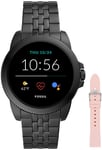 Fossil Men Gen 5E Touchscreen Smartwatch with Speaker, Heart Rate, NFC, and Smartphone Notifications + Fossil Women's Silicone Watch Strap S181395