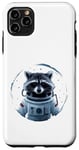 Coque pour iPhone 11 Pro Max drôle astronaute mignon animal raton laveur avec étoiles dans l'espace chat