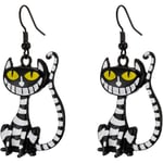 Halloween Dekoration Kattörhängen, Dam Vintage Gothic Mode Kattörhängen Haken, Svart och Vit Hip Hop Katt Dekorativa Örhängen