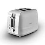 Tower, T20080GRY, Ash 2-Slice Toaster with 7 Browning Levels, Defrost/Reheat/Cancel, 925W, Grey & Chrome