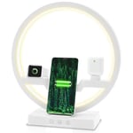 4 in 1 Wireless Charger Station,Desk Lamp 30W Fast Qi Charging Dock Pad for Mobile Phone, Watch, Bluetooth Headset - Stand LED Light,White