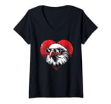 Womens Bald Eagle Heart - Vintage Cool Eagle Bird Lover V-Neck T-Shirt