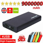 4USB Power Bank 9000000mAh Fast Mobile Charger Battery Pack for Phone & USB Fan