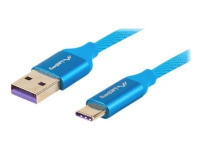 Lanberg Premium - USB-kabel - 24 pin USB-C (hane) till USB (hane) - USB 2.0 - 5 A - 50 cm - blå