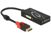 DELOCK – DP to VGA/HDMI/DVI passive adapter, Ultra HD 60Hz, black (62902)