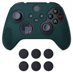 eXtremeRate PlayVital Racing Green 3D Studded Edition Anti-slip Silicone Cover Skin for Xbox Series X Controller, Soft Rubber Case Protector for Xbox Series S Controller with 6 Black Thumb Grip Caps