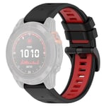 Garmin Fenix 7S/7S Pro/6S etc. Tvåfärgat klockarmband i silikon - Svart/Röd