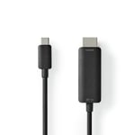 Nedis Adaptateur USB USB 3.2 Gen 1 USB Type-C? Mâle HDMI? Connecteur 1.00 m Rond Plaqué nickel PVC Noir Boite avec Fenêtre