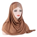 Kvinnors Hijab Muslim Hijab Full-Coverage Lång Halsduk-ljusbrun
