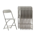 Flash Furniture Hercules Series Plastic Folding Chair-10 Pack 650LB Weight Capacity, Beige, Set of 10