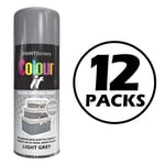 12X Light Grey Gloss Spray Paint Aerosol Auto Car Lacquer Wood Metal 400ml