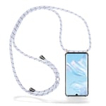Boom Huawei P30 Pro mobilhalsband skal - White Stripes Cord - TheMobileStore Huawei P30 Pro tillbehör
