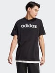adidas Sportswear Essentials Single Linear Embroidered Logo T-Shirt - Black, Black, Size S, Men