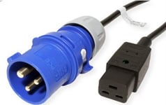 Bachmann Strömkabel Bachmann Hane Iec60309 Blå - Hona C19, 3M 16A, Svart, 3M