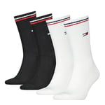 Tommy Hilfiger Crew Socks, White/Black, 39/42 (Pack of 4)