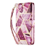 Samsung Galaxy A12 / M12 Case Marble, Phone Case Samsung A12 / M12 for Girls Women with Card Holder Magnetic Kickstand Protection Shockproof PU Leather Flip Folio Wallet Cover, Purple Gilding