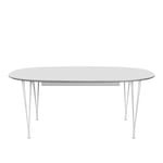 Fritz Hansen - B619 Superellips Utdragbart, Laminat, Vit, Vit pulverlack - Matbord - Arne Jacobsen,Bruno Mathsson,Piet Hein