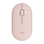 Logitech Pebble Cobblestone Shape Thin 3-keys 1000DPI Mute Wireless Bluetooth Optical Mouse, Wireless Range: 10m (Pink)