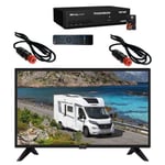 PACK TV STRONG LED 24" 60cm Téléviseur HD 12V + 2 Câbles 12V + Récepteur THOMSON TV Satellite Camping Car Bateau
